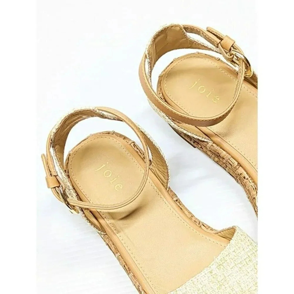 Joie Natural Cork Platform Sandals with Tan Ankle Strap - Picture 7 of 11